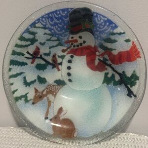 Peggy karr snowman from send glass bowl